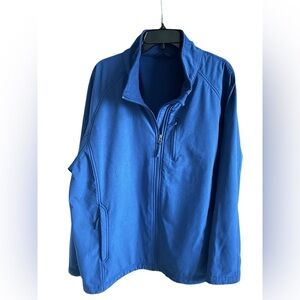 Gorpcore Techwear Blue Fleece Lined Softshell Zip Jacket Oversized Size XL